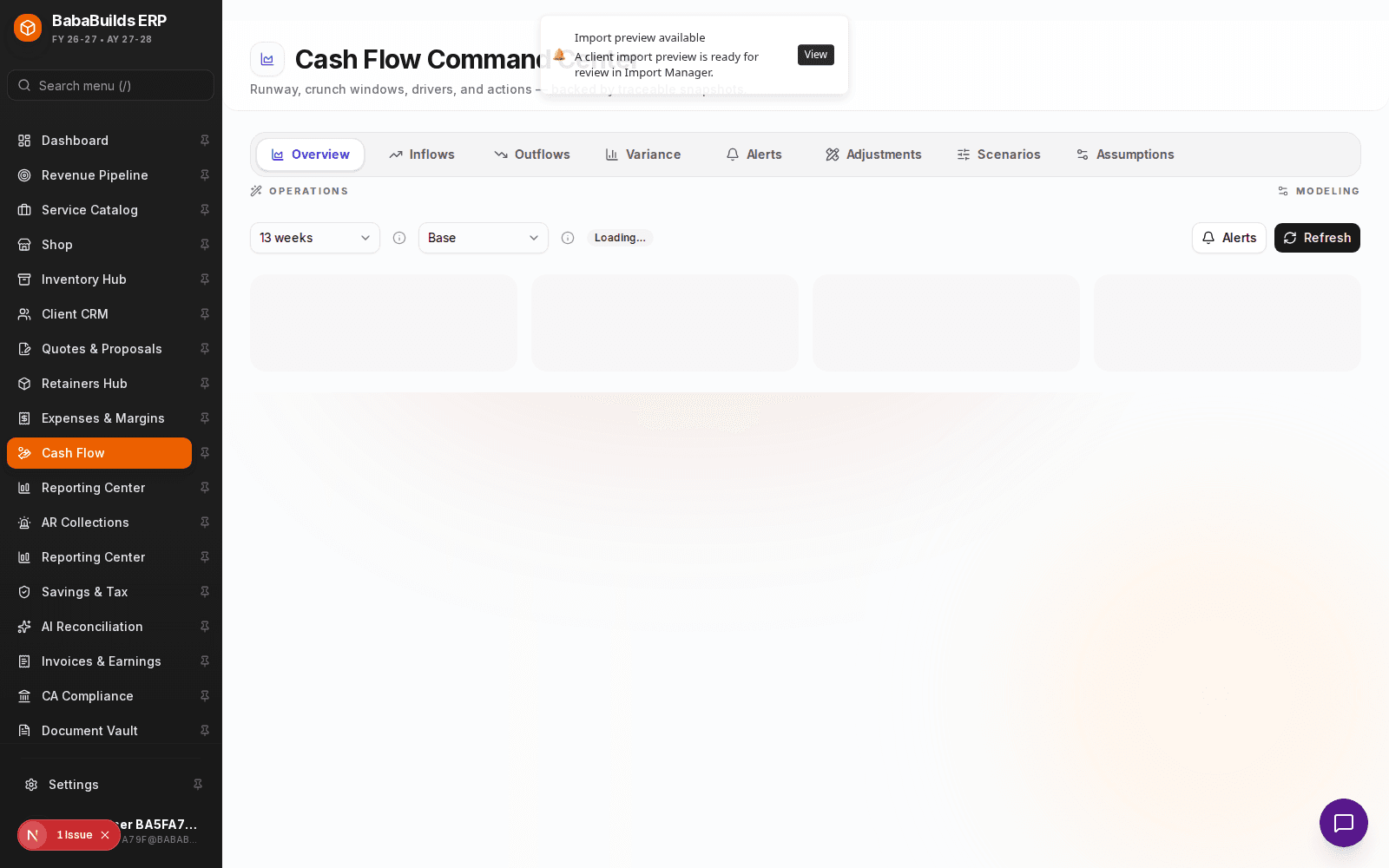 Cash Flow primary action area