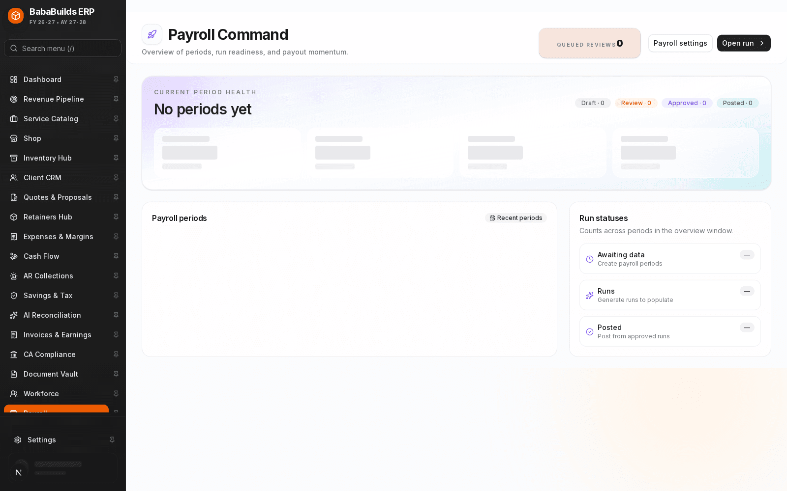 Payroll landing page