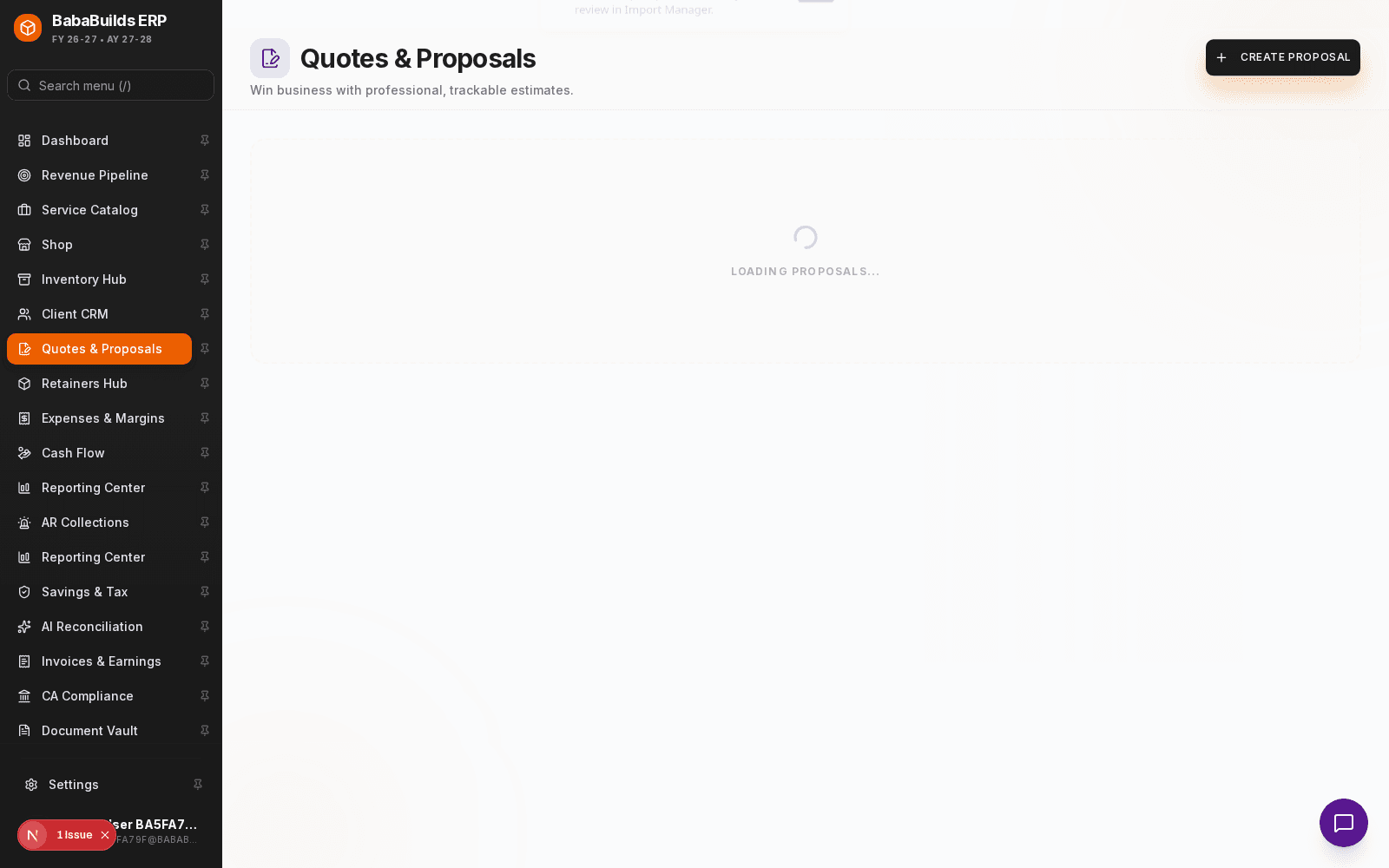 Proposals overview page