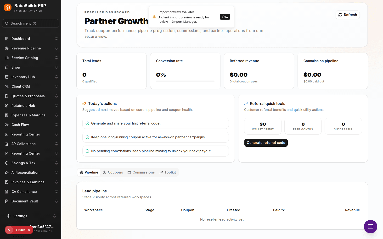 Referrals detail section