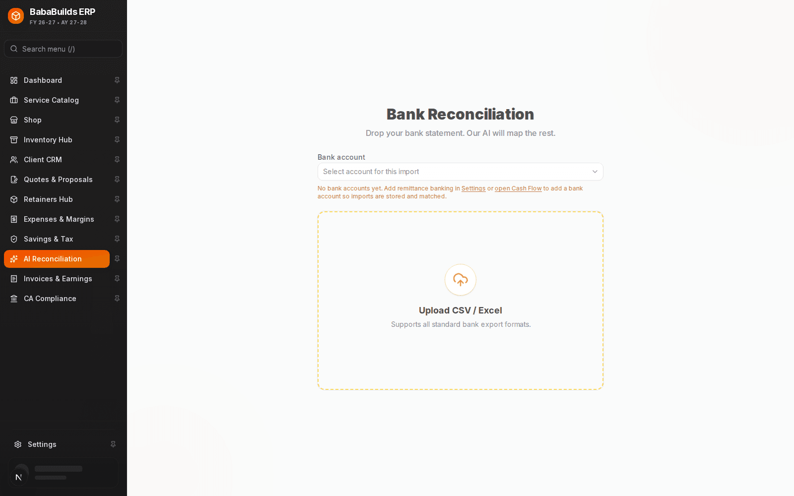 AI Reconciliation overview page