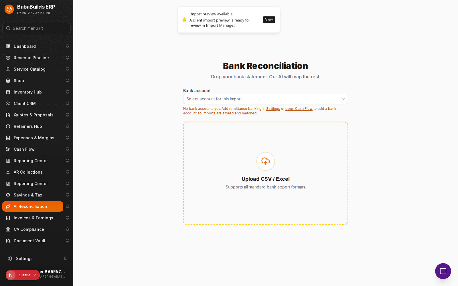 AI Reconciliation primary action